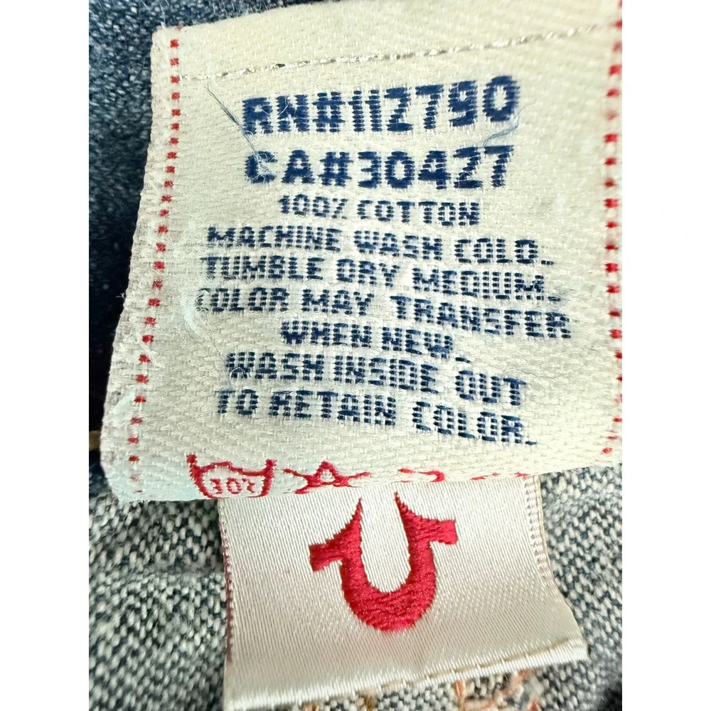 Vintage True Religion Bobby Mens Blue Straight Leg Embroidered Eagle Jeans 46x29